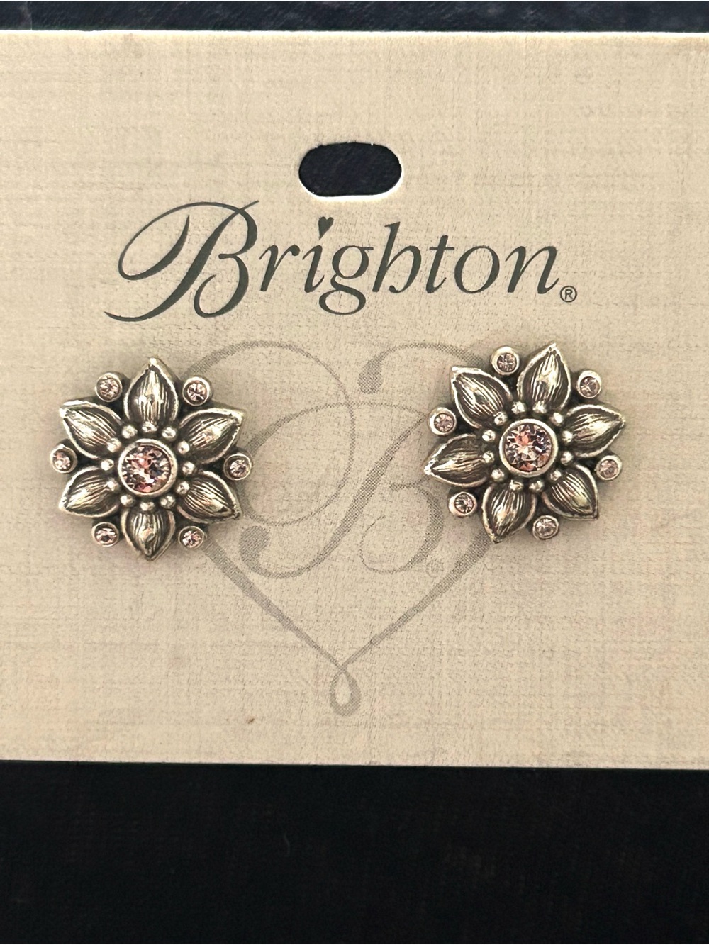 Brighton Cora Mini Post Flower Earrings with pink crystals